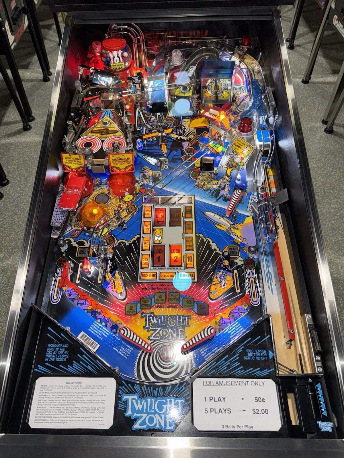 Twilight Zone Pinball Machine Bally 1993 LEDs Free Ship Orange County Pinballs