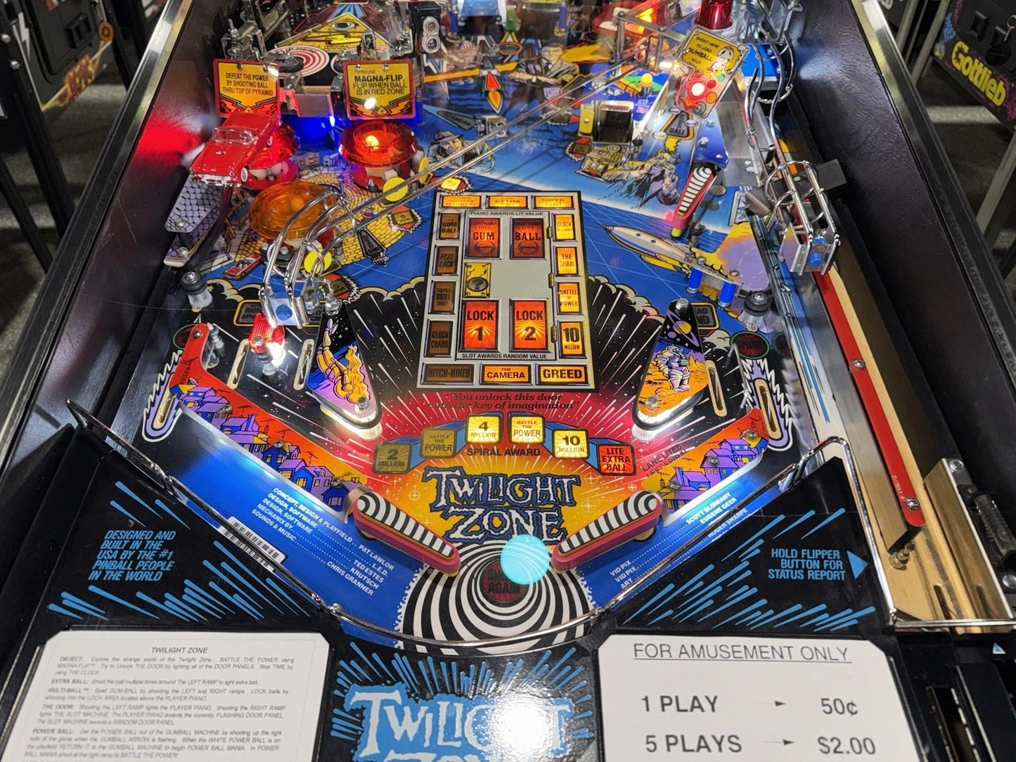Twilight Zone Pinball Machine Bally 1993 LEDs Free Ship Orange County Pinballs